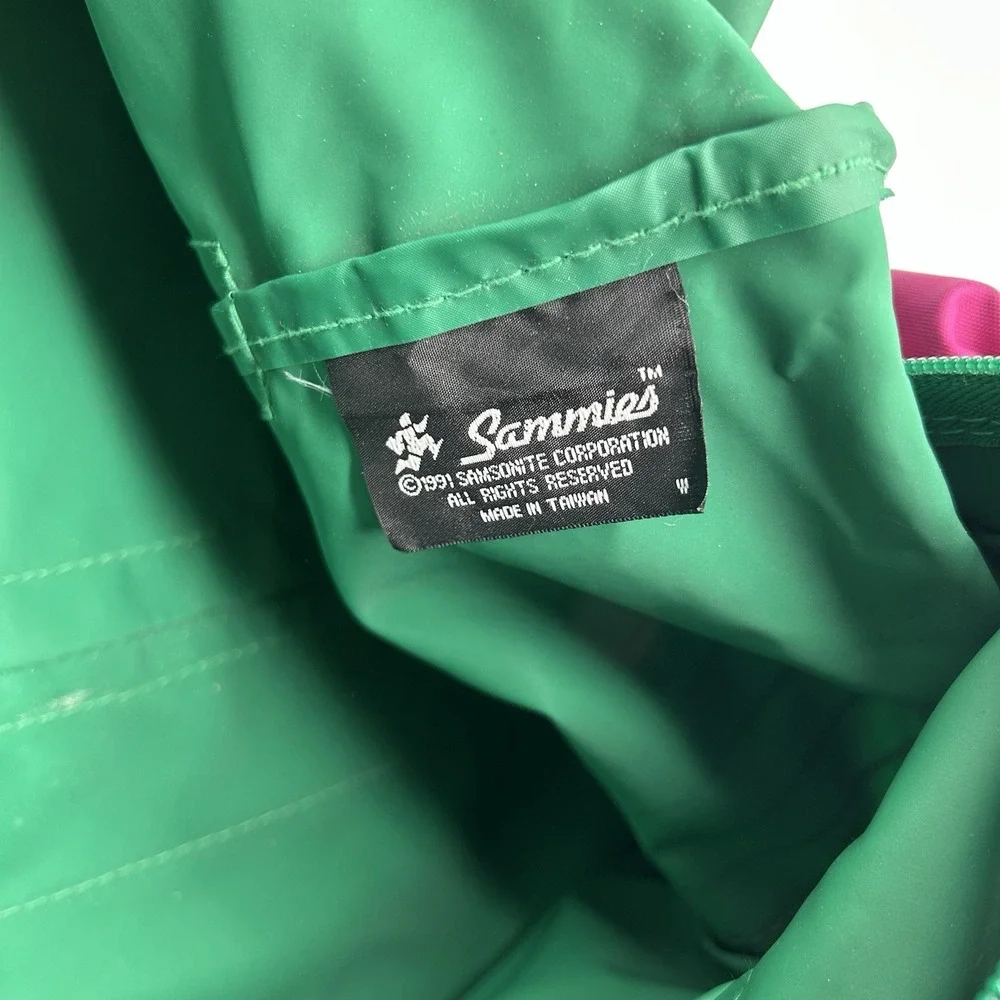 VTG‎ 1991 Samsonite Sammies Luggage Duffle Bag Teal Green Pink Striped